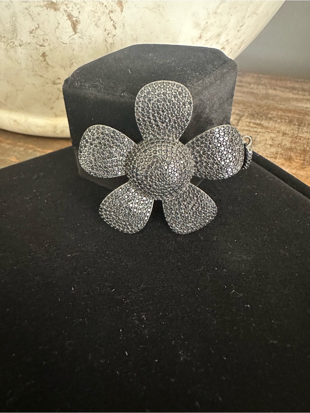 Karli Buxton Black Pave Flower Pendant - Sparkling Floral Accent